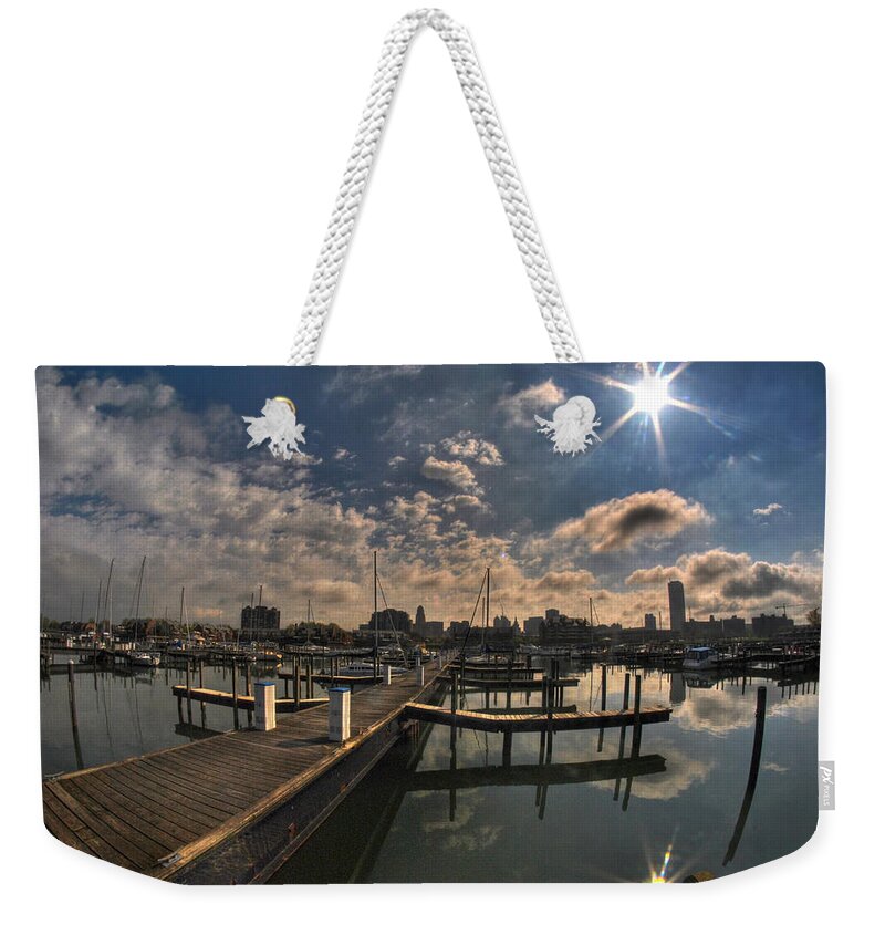 Allentown Weekender Tote Bag featuring the photograph 002 Erie Basin Marina D Dock by Michael Frank Jr