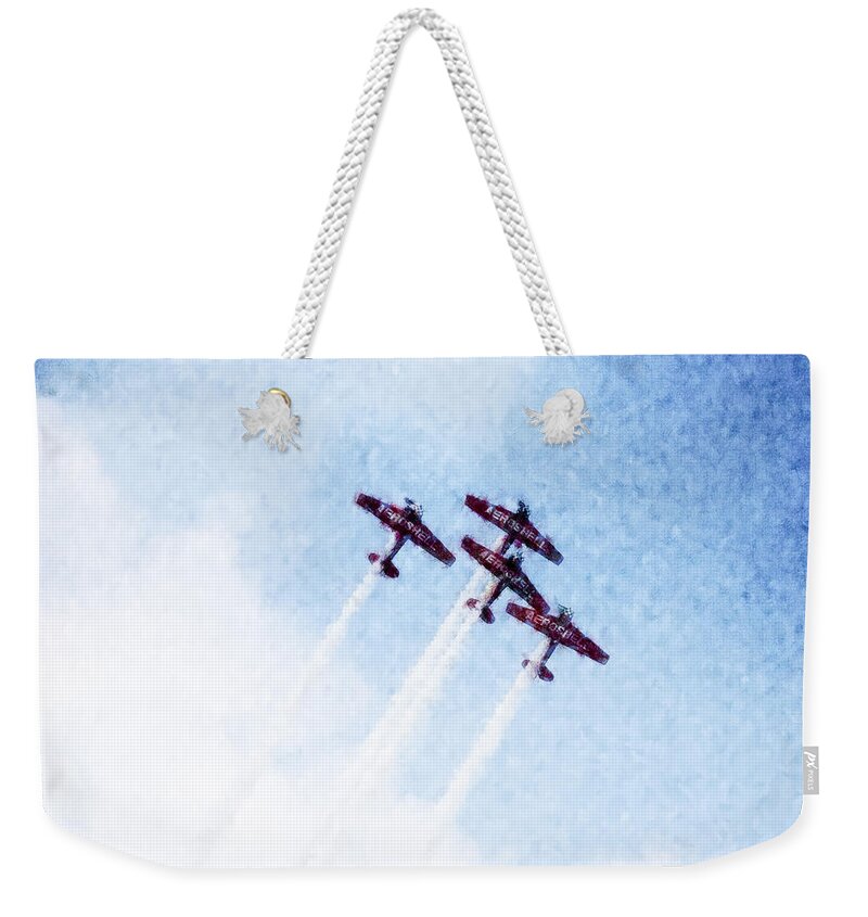 Chicago Weekender Tote Bag featuring the digital art 0166 - Air Show - Watercolor 1 by David Lange