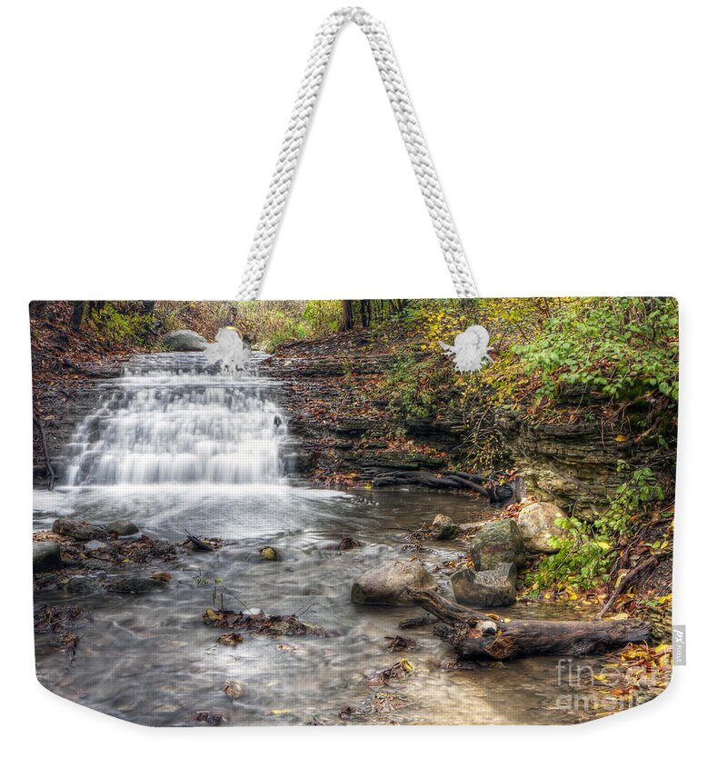 Water Weekender Tote Bag featuring the photograph 0278 South Elgin Waterfall by Steve Sturgill