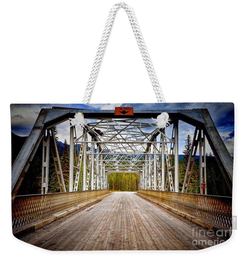 Bow Weekender Tote Bag featuring the photograph 0649 Bow River Bridge by Steve Sturgill