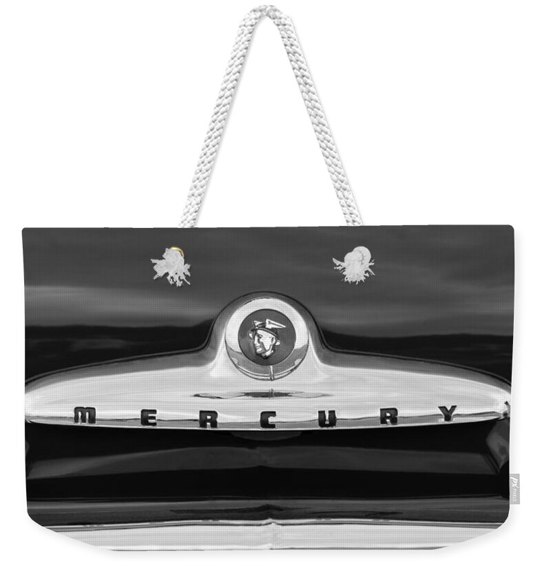 1949 Mercury Coupe Emblem Weekender Tote Bag featuring the photograph 1949 Mercury Coupe Emblem by Jill Reger
