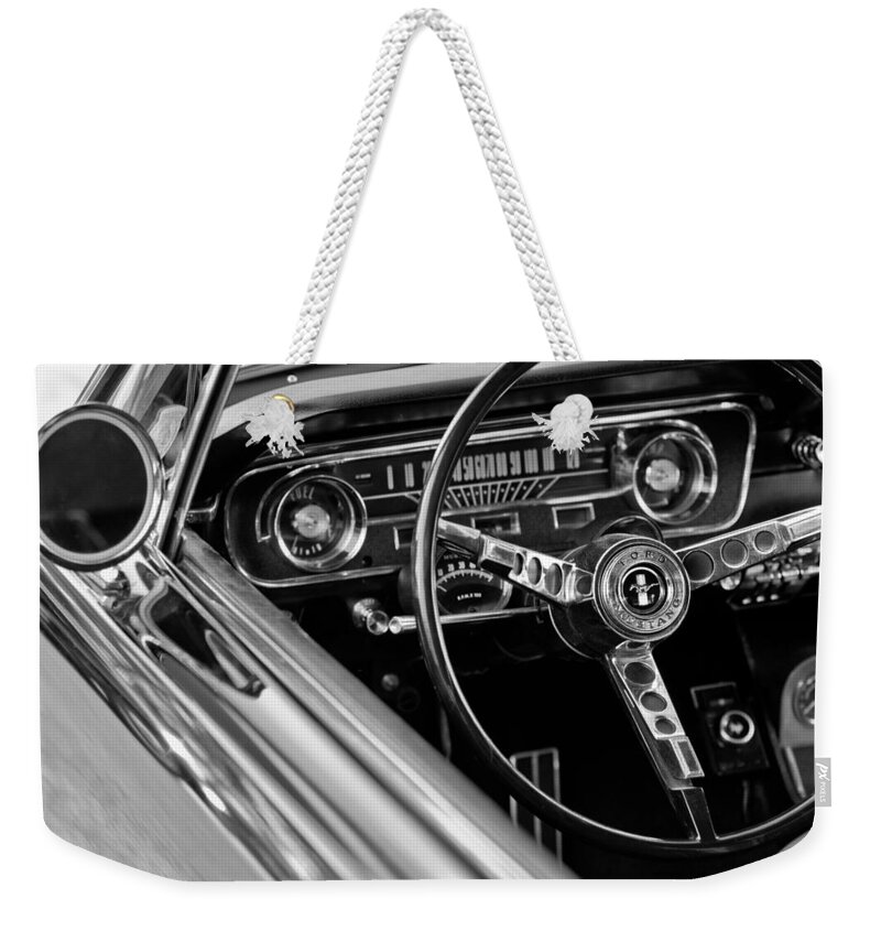 1965 Shelby Prototype Ford Mustang Steering Wheel Weekender Tote Bag featuring the photograph 1965 Shelby prototype Ford Mustang Steering Wheel by Jill Reger