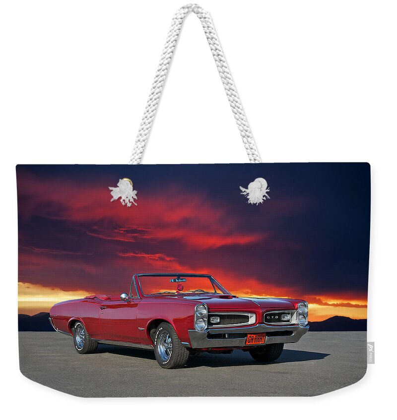 Alloy Weekender Tote Bag featuring the photograph 1966 Pontiac GTO Convertible by Dave Koontz