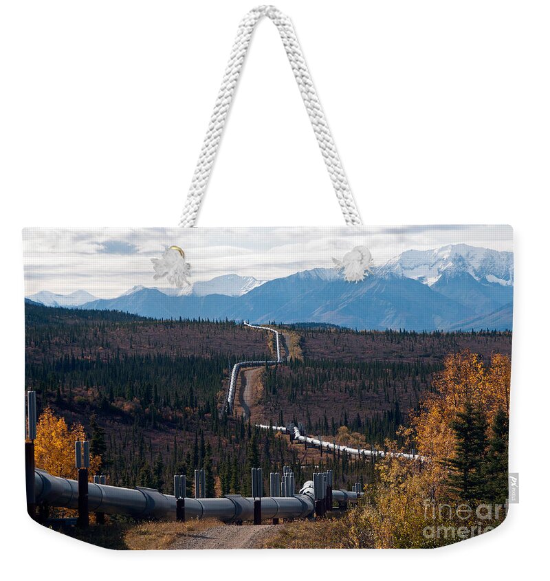 Nature Weekender Tote Bag featuring the photograph Alaska Oil Pipeline by Mark Newman