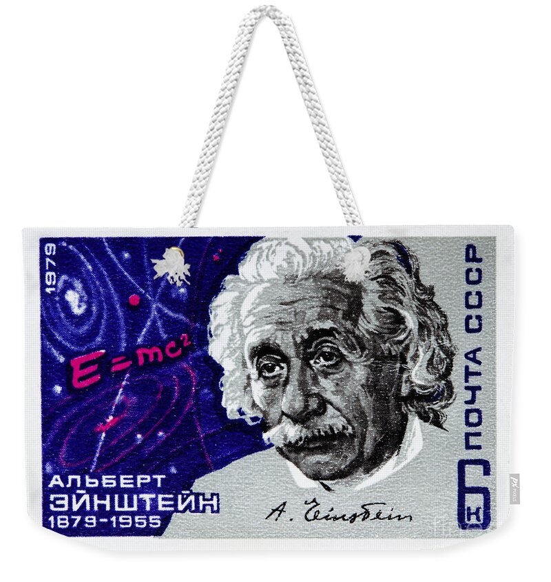 Albert Einstein Weekender Tote Bag featuring the photograph Albert Einstein Stamp by GIPhotoStock