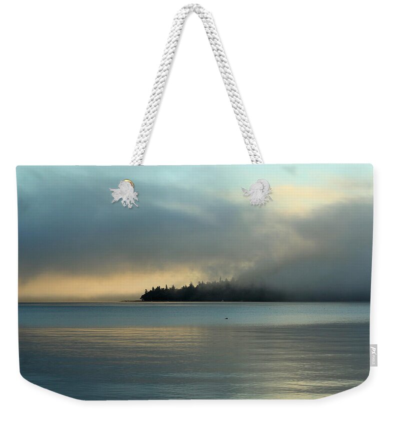 Sunrise Weekender Tote Bag featuring the photograph An Island in Fog by E Faithe Lester