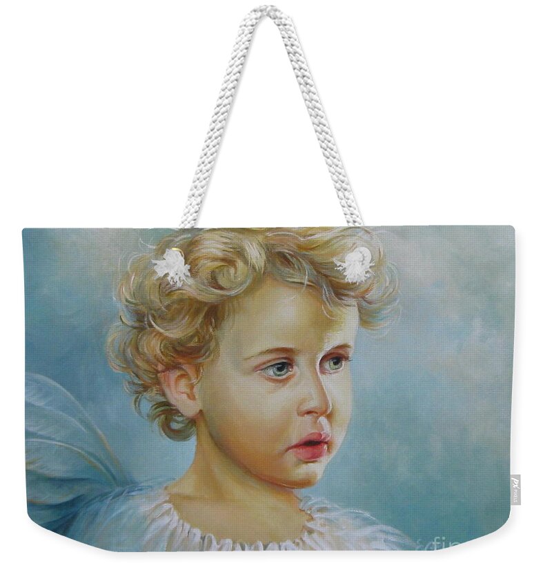 Angel Weekender Tote Bag featuring the painting Angel #2 by Elena Oleniuc