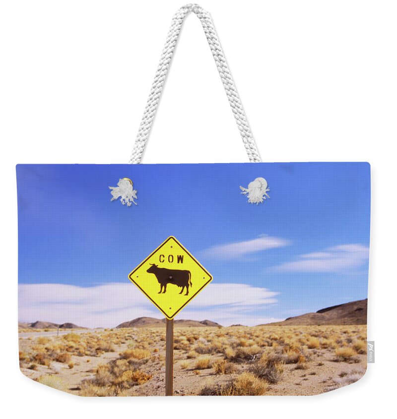 Photography Weekender Tote Bag featuring the photograph Animal Crossing Sign At A Road Side #1 by Animal Images