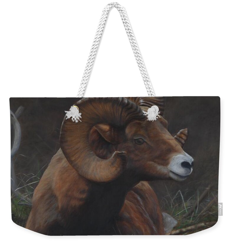 Ram Weekender Tote Bag featuring the painting Anticipation by Tammy Taylor