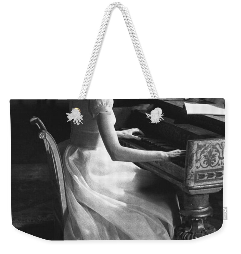 B&w Weekender Tote Bag featuring the photograph Audrey Hepburn #3 by George Daniell