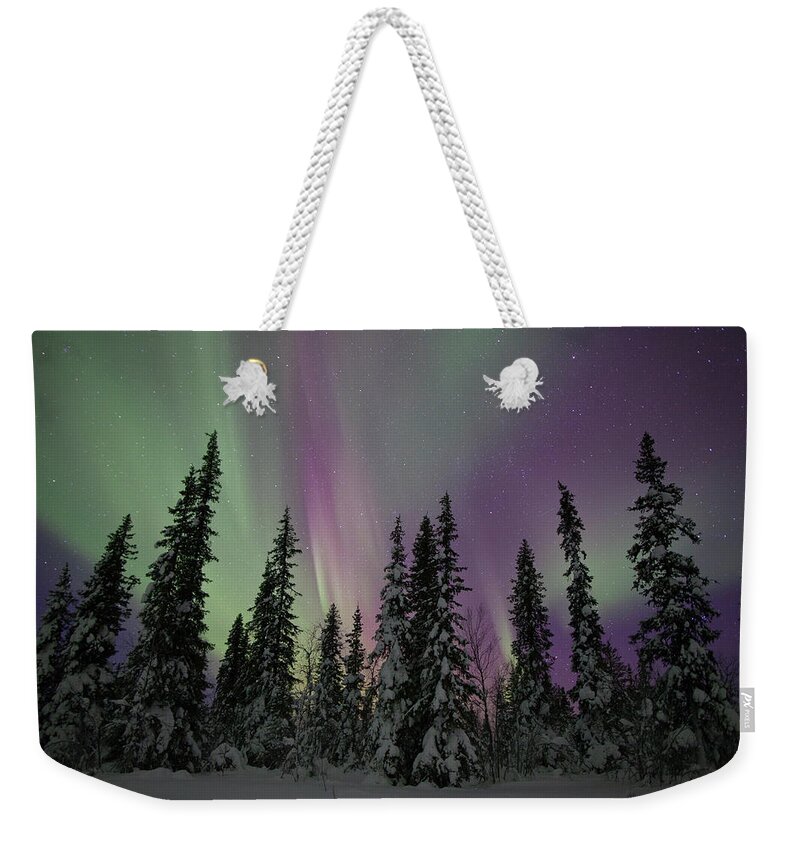 Extreme Terrain Weekender Tote Bag featuring the photograph Aurora Borealis #1 by Antonyspencer