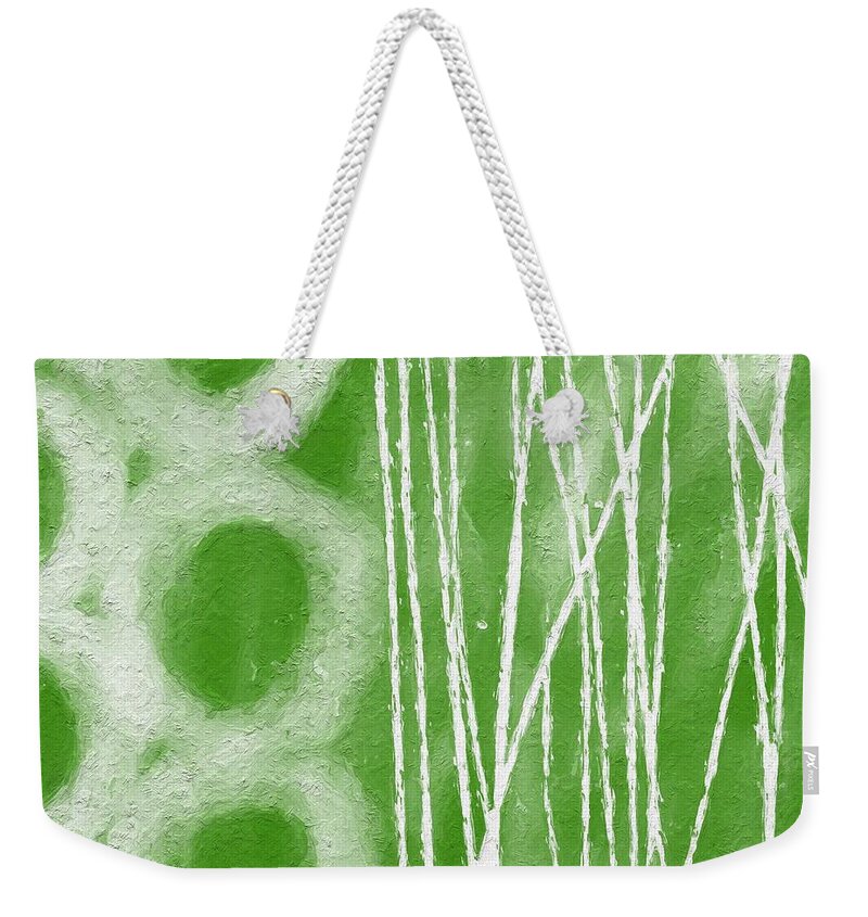 Abstract Weekender Tote Bag featuring the painting Bamboo by Linda Woods