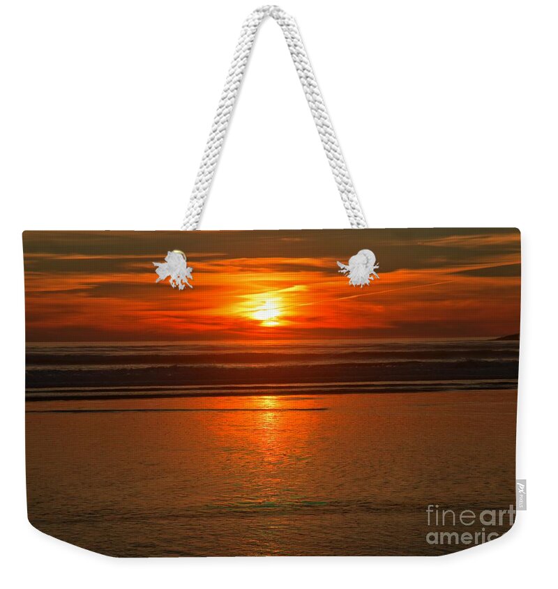Bandon Beach Weekender Tote Bag featuring the photograph Bandon Beach Sunset #1 by Adam Jewell