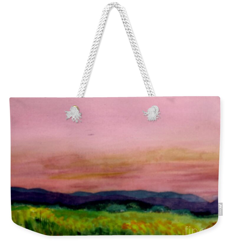 Key Wordsbeautiful Weekender Tote Bag featuring the painting Barton Sunset #2 by Donna Walsh