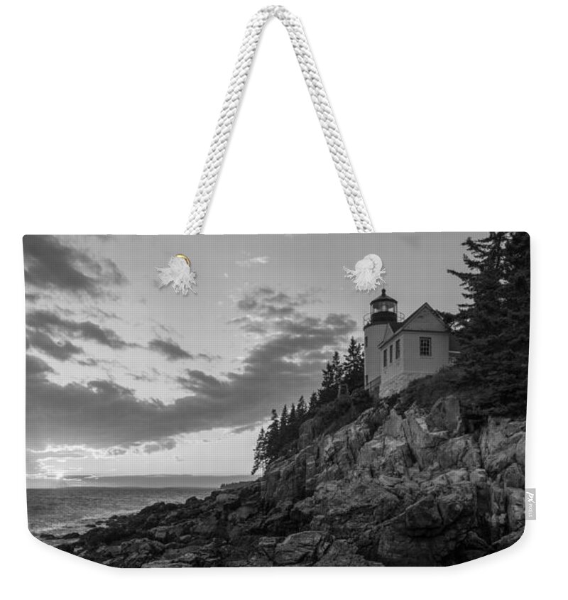 Bass Harbor Head Lighthouse Weekender Tote Bag featuring the photograph Bass Harbor Head Light Sunset #1 by Michael Ver Sprill