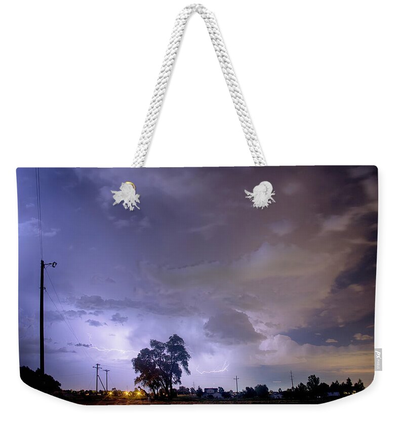 Lightning Weekender Tote Bag featuring the photograph Behind The Tree by James BO Insogna