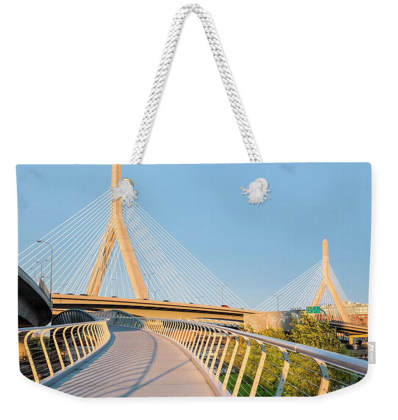 Elevated Walkway Weekender Tote Bag featuring the photograph Boston - North Bank Walkway And Zakim #1 by Drnadig