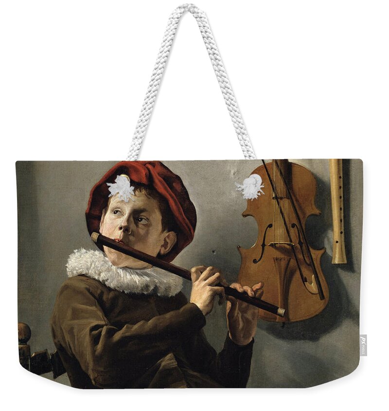 Judith Leyster Weekender Tote Bag featuring the painting Boy playing the Flute by Judith Leyster