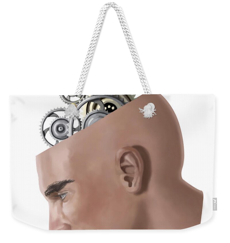 Illustration Weekender Tote Bag featuring the photograph Brain Cogs #1 by Spencer Sutton