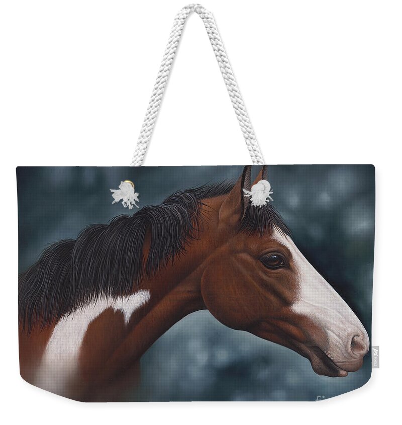 Horses Weekender Tote Bag featuring the painting Cara Blanca by Ricardo Chavez-Mendez