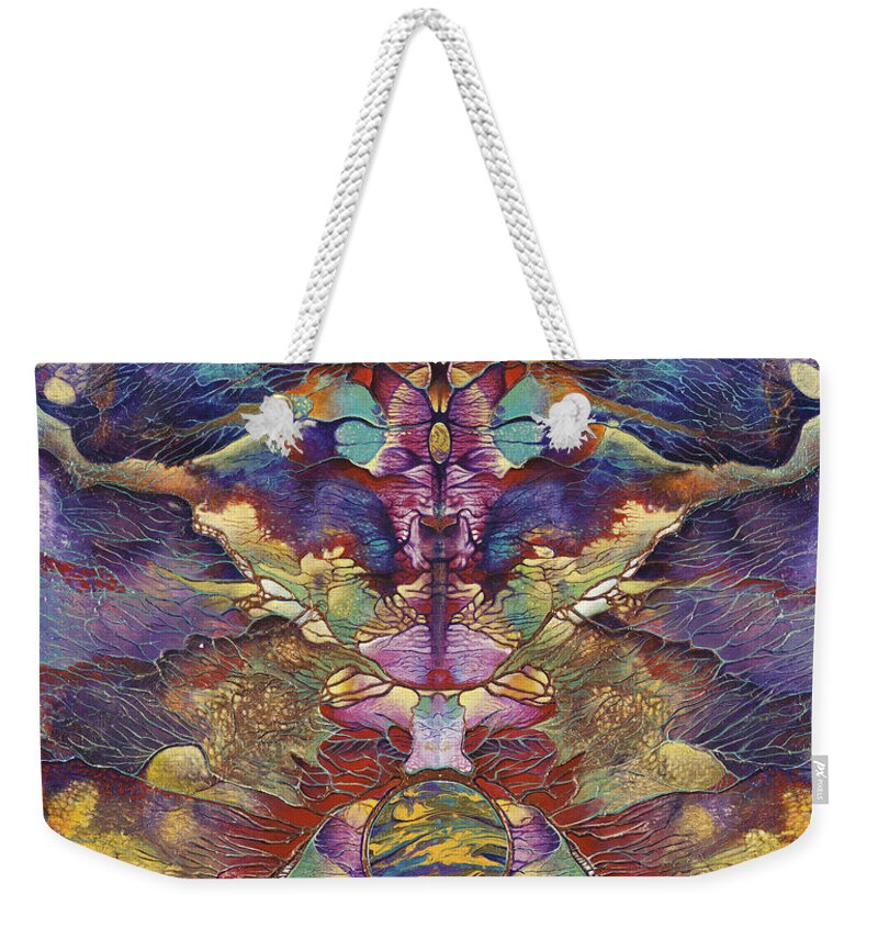 Rorschach Weekender Tote Bag featuring the painting Carnaval by Ricardo Chavez-Mendez