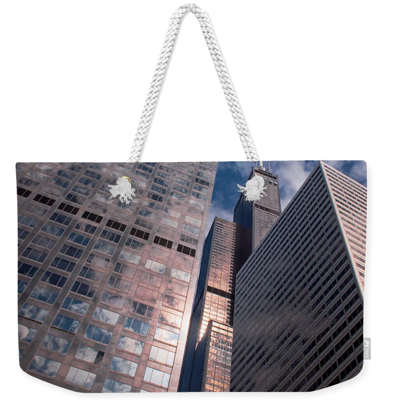 Chicago Downtown Weekender Tote Bag featuring the photograph Chicago Downtown Buildings by Dejan Jovanovic
