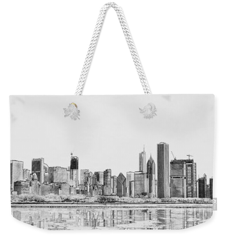 Chicago Panorama Weekender Tote Bag featuring the digital art Chicago Panorama by Dejan Jovanovic