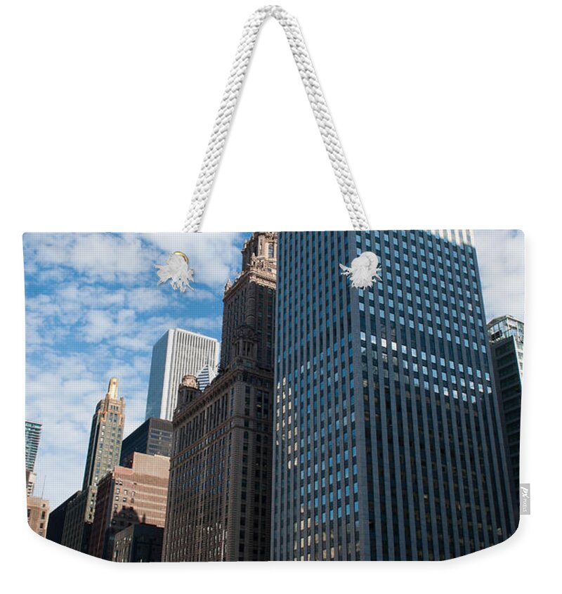 Chicago Downtown Weekender Tote Bag featuring the photograph Chicago River by Dejan Jovanovic