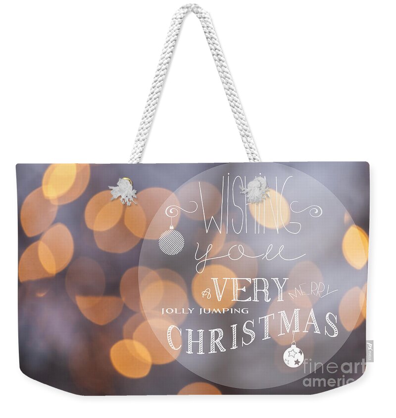 Text Weekender Tote Bag featuring the photograph Christmas greeting card #1 by Sophie McAulay