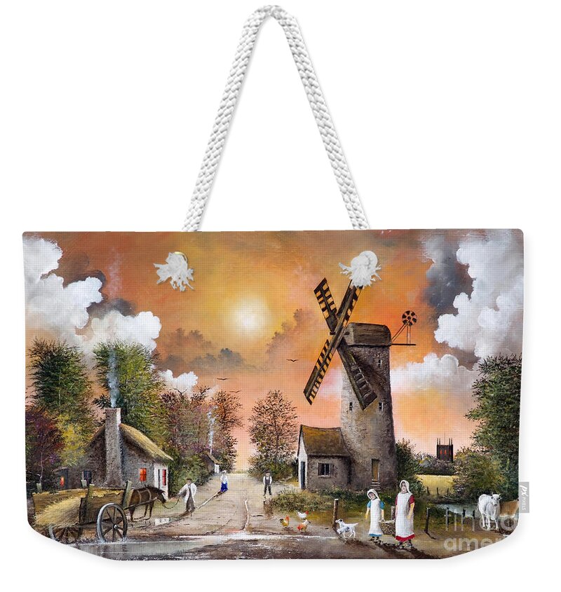 Countryside Weekender Tote Bag featuring the painting Church View - England by Ken Wood