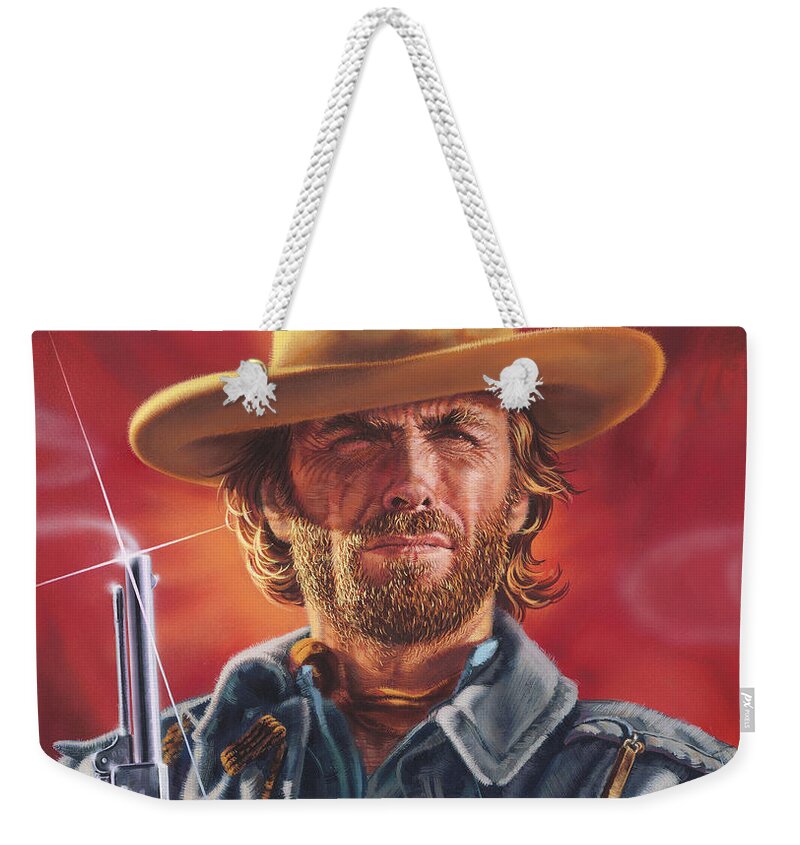 Portrait Weekender Tote Bag featuring the painting Clint Eastwood #1 by Dick Bobnick