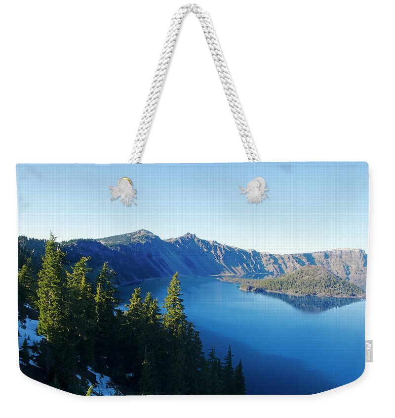 Crater Lake Weekender Tote Bag featuring the photograph Crater Lake National Park In Oregon, Usa #1 by Mark Miller Photos