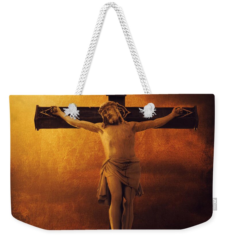 Jesus Weekender Tote Bag featuring the photograph Crucifixcion Statue by Jelena Jovanovic