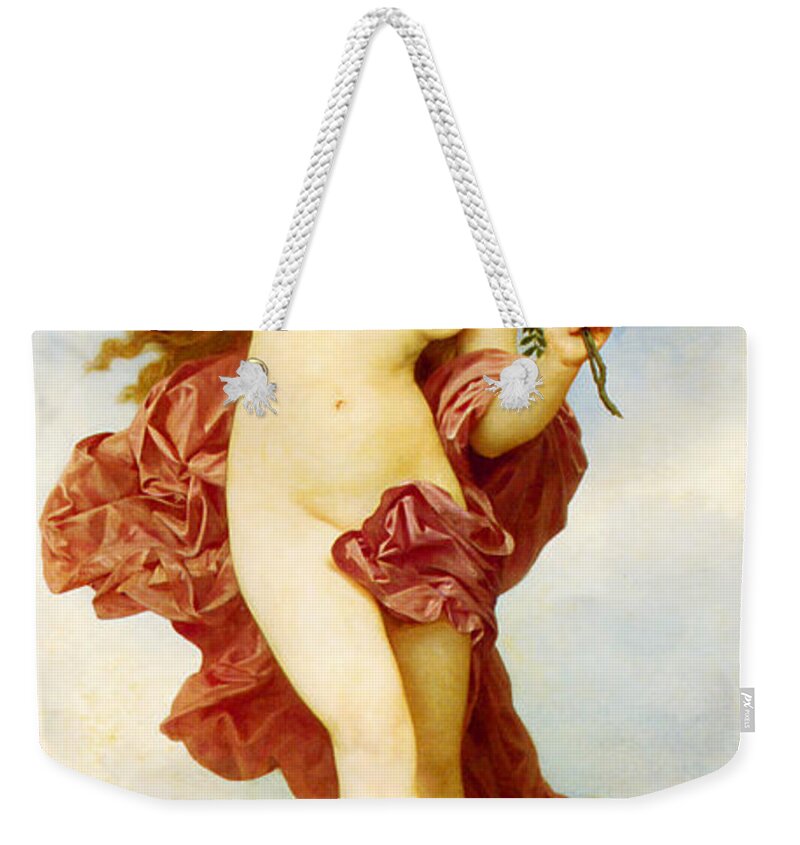 Day Weekender Tote Bag featuring the painting Day #3 by William-Adolphe Bouguereau
