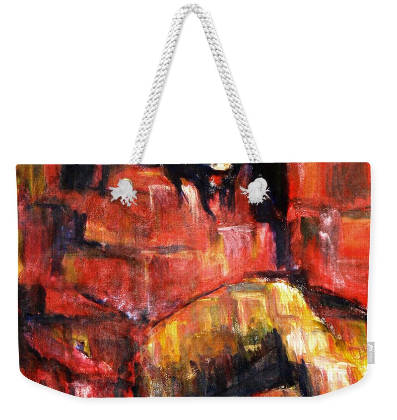Woman Weekender Tote Bag featuring the painting Fractured by Frank Botello