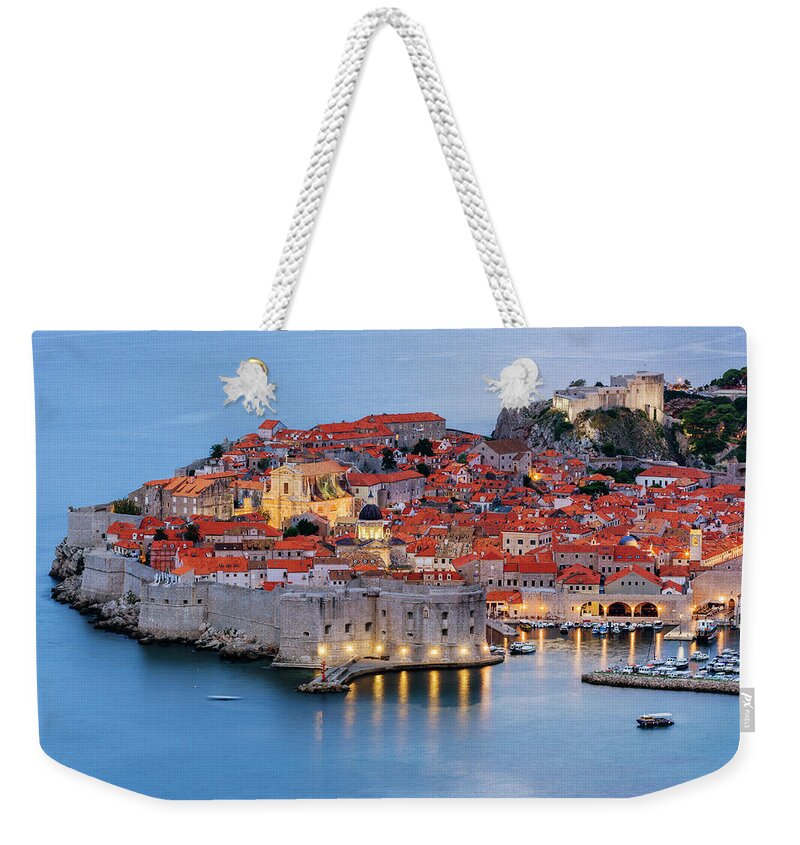 Scenics Weekender Tote Bag featuring the photograph Dubrovnik City Skyline At Dawn by Pixelchrome Inc