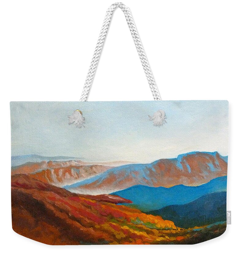 Autumn Weekender Tote Bag featuring the painting East Fall Blue Ridge Mountains 2 by Catherine Twomey
