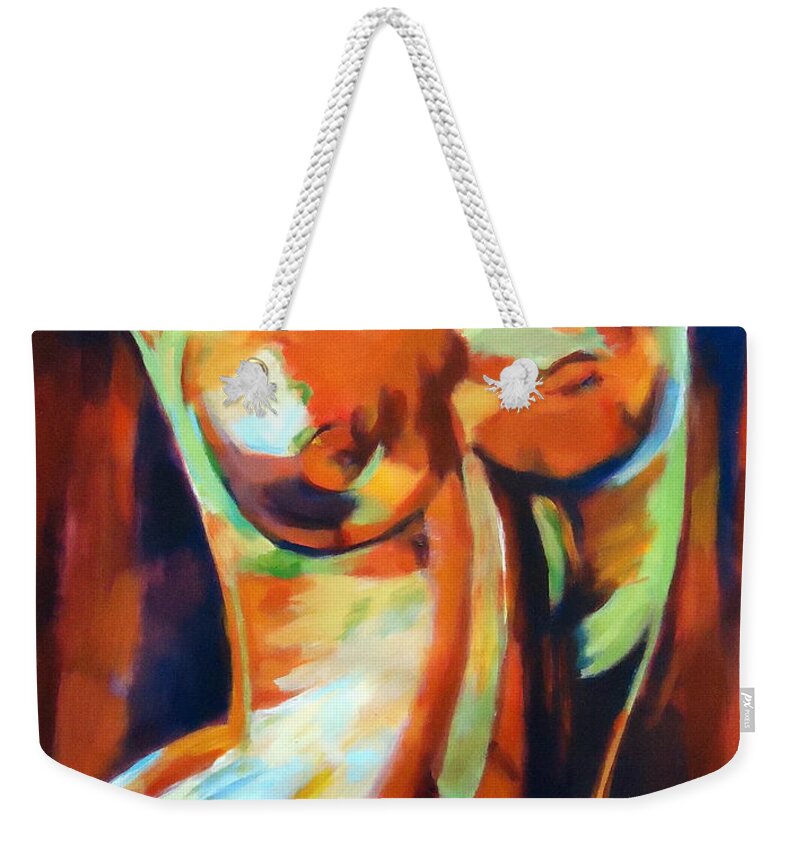 Nude Figures Weekender Tote Bag featuring the painting Exhilaration by Helena Wierzbicki