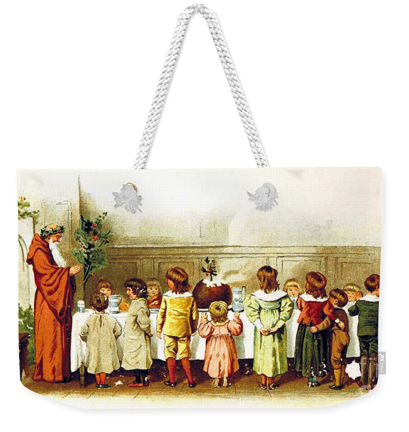 History Weekender Tote Bag featuring the photograph Father Christmas And Children 1894 #1 by British Library