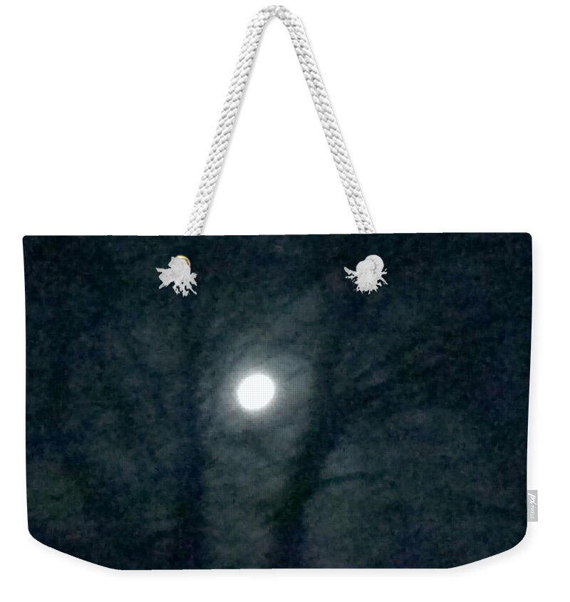 Colette Weekender Tote Bag featuring the photograph Fullmoon in Between the Trees #1 by Colette V Hera Guggenheim