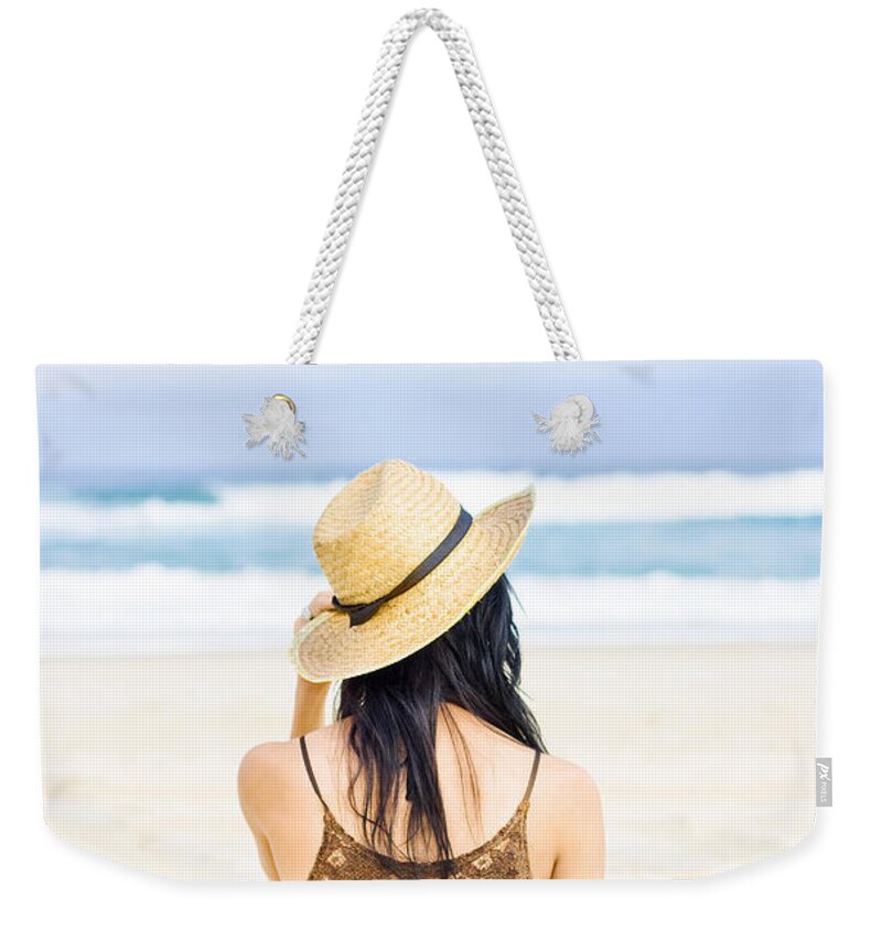 Beach Weekender Tote Bag featuring the photograph Gazing Out At The Ocean by Jorgo Photography