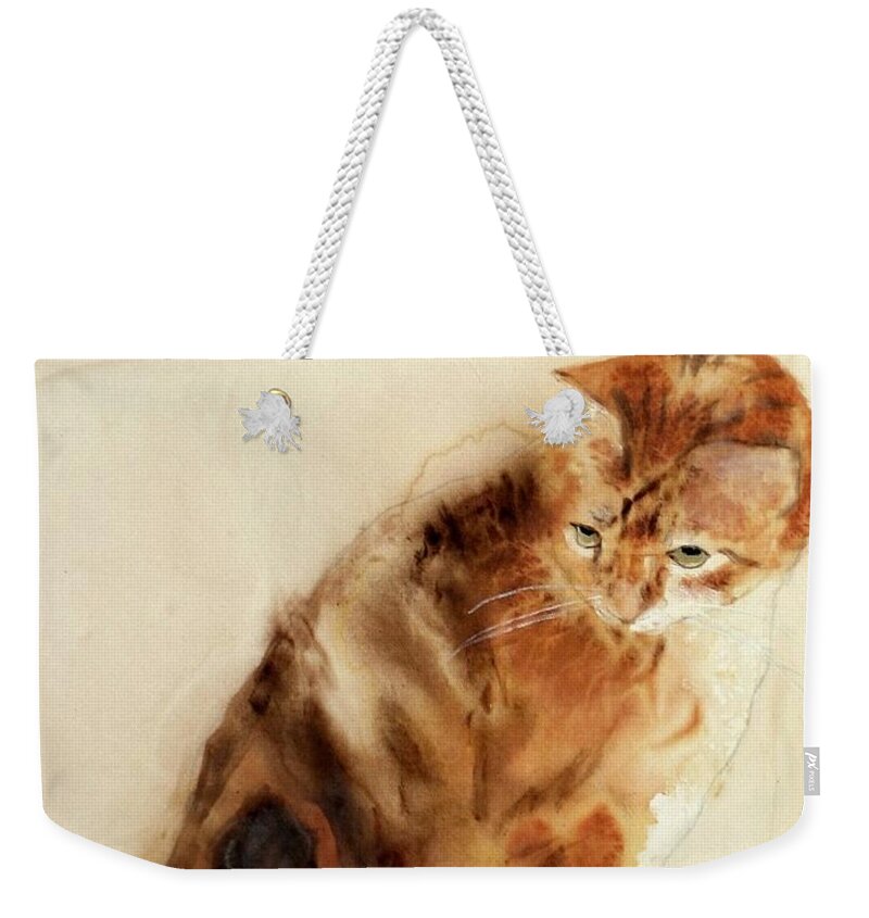 Cat Weekender Tote Bag featuring the painting George #1 by Hazel Millington