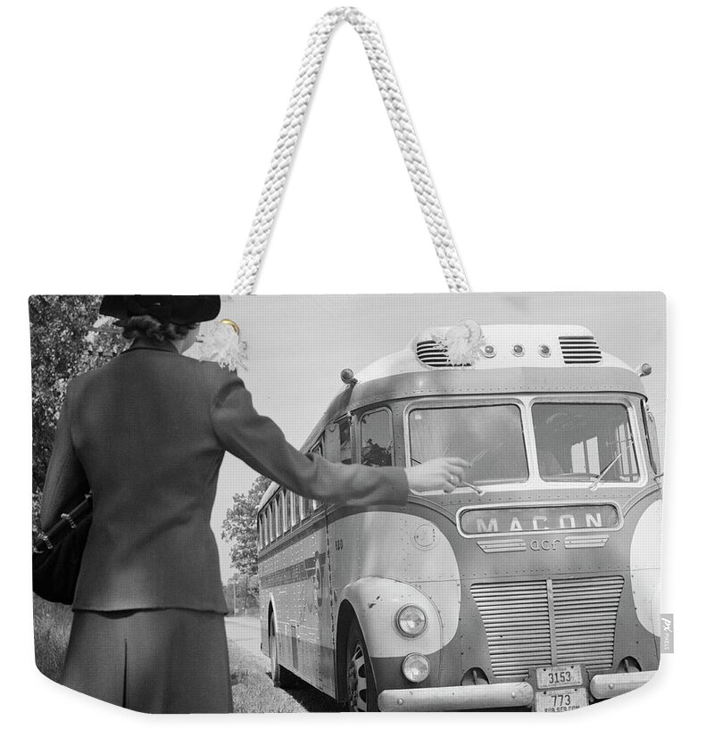 1943 Weekender Tote Bag featuring the photograph Georgia Bus Travel, 1943 #1 by Granger