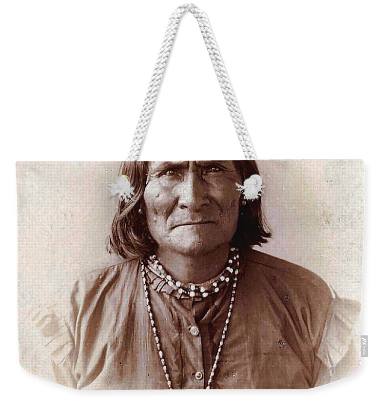 Unknown Weekender Tote Bag featuring the digital art Geronimo Native American Chief #1 by Unknown