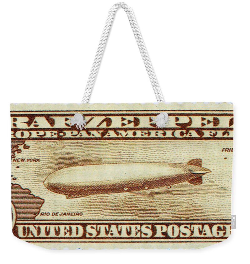 Philately Weekender Tote Bag featuring the photograph Graf Zeppelin, U.s. Postage Stamp, 1930 by Science Source