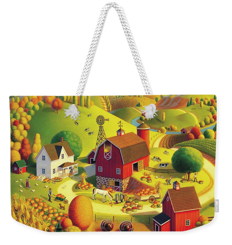  Harvest Landscape Weekender Tote Bag featuring the painting Harvest Bounty by Robin Moline
