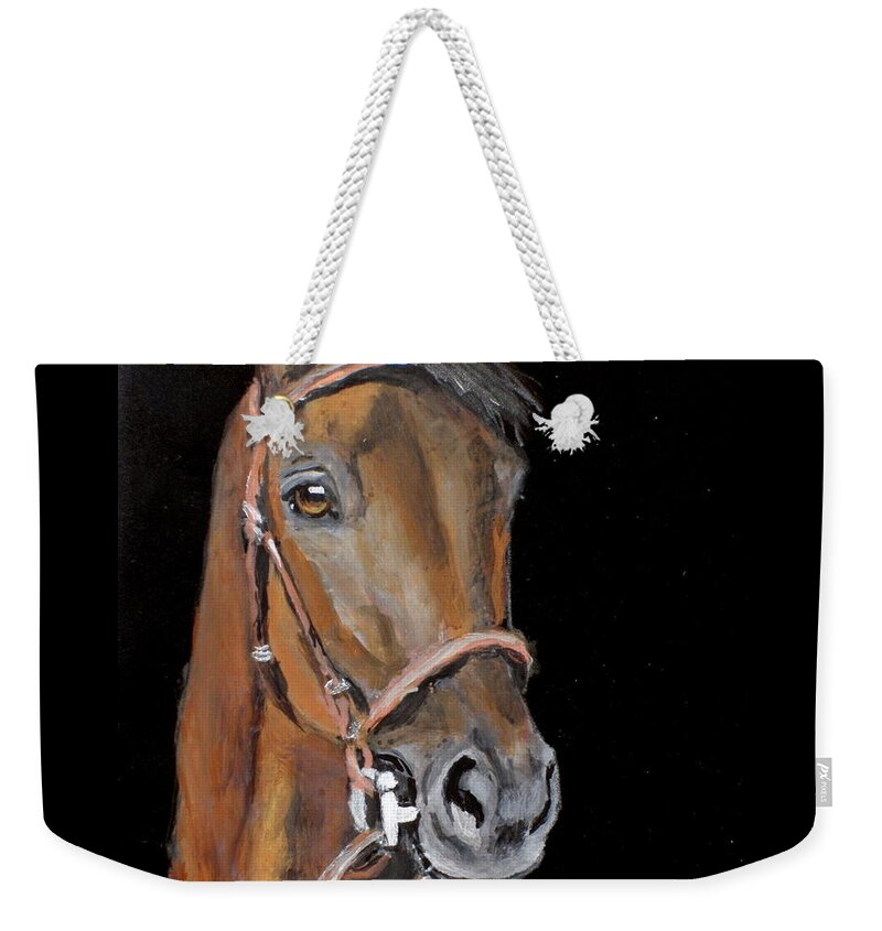 Thoroughbred Weekender Tote Bag featuring the painting Henry #1 by Carol Russell