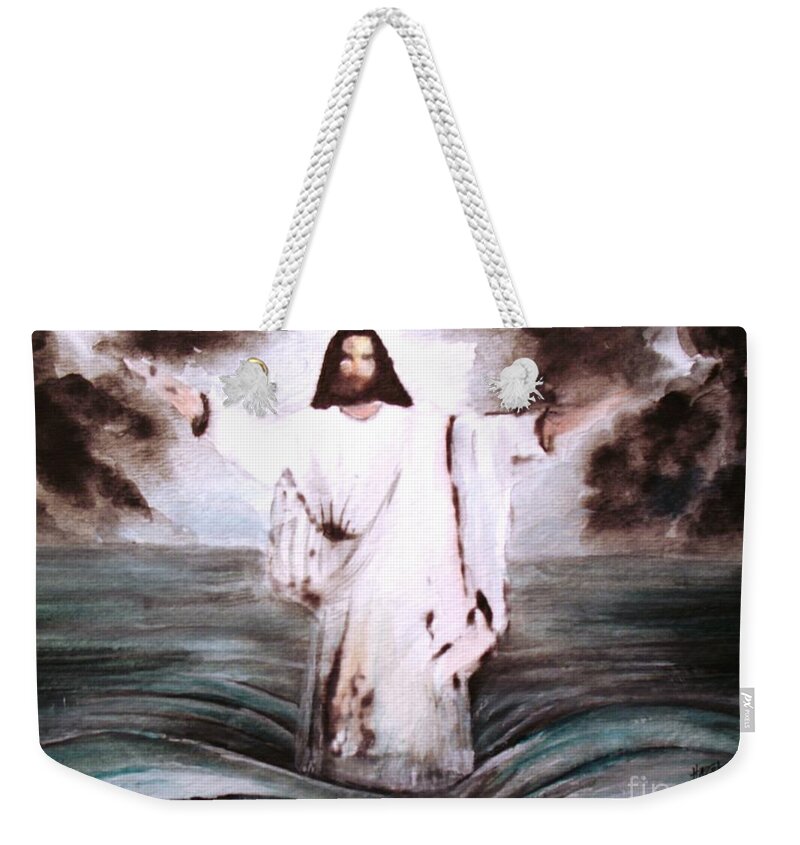 Jesus Weekender Tote Bag featuring the painting I Am by Hazel Holland