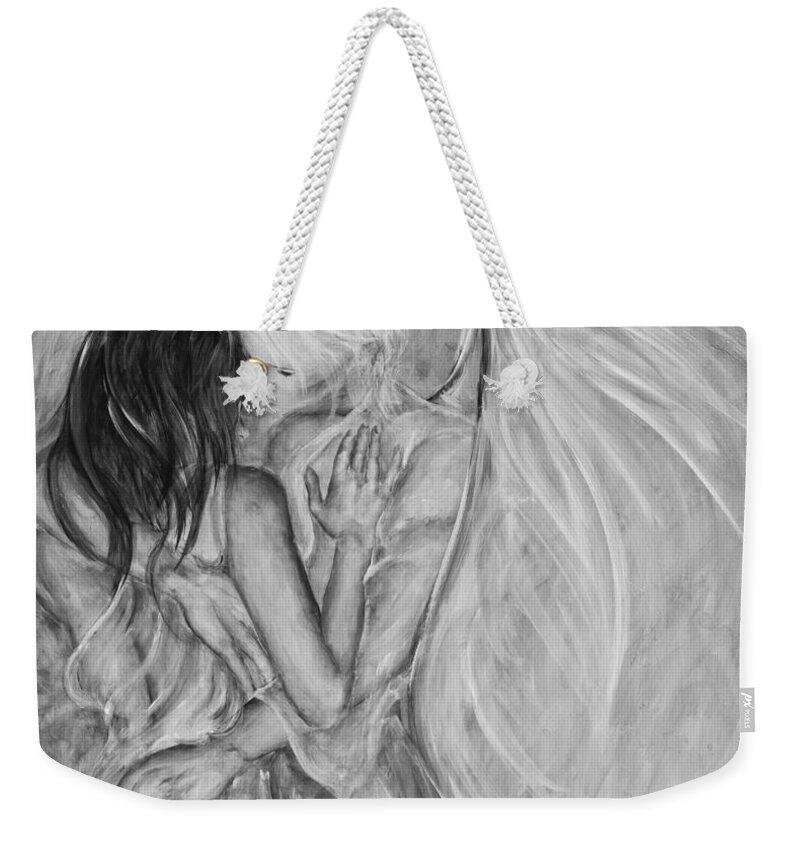 Angel Lover Weekender Tote Bag featuring the painting I Believed in You #1 by Nik Helbig