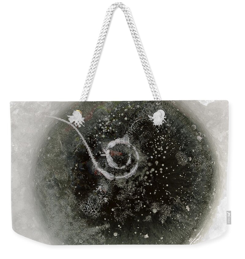 Ice Weekender Tote Bag featuring the photograph Ice fishing hole by Steven Ralser